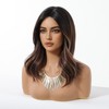 Cemuto Short Wavy Brown Wig for Women Glueless Ombre Brown