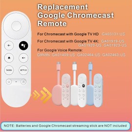 for Google Chromecast Remote Replacement,for Chromecast Google TV Remote & Snow Streaming Stick. 1-Year Warranty. (Chromecast Device Not Included. Only for Chromecast Remote)