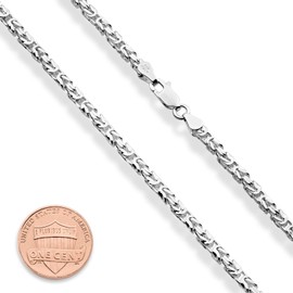 Miabella Solid 925 Sterling Silver Italian 3mm Square Byzantine Link Chain Necklace for Women Men, 925 Handmade in Italy (Length 22 Inches)