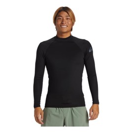Quiksilver Mens Everyday Heat Long Sleeve Rash Vest Top - Black - Fit: Snug. Chlorine Resistant. Moisture Wicking - UPF