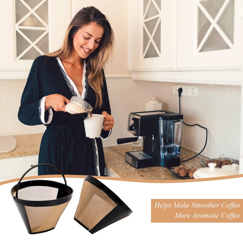 Zsanhua 2PCS Coffee Filter, Universal Permanent Coffee Filter Stainless Steel