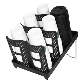 Coffee Cup Holder,Cup and Lid Dispenser with Stand,Disposable Cups Organizer,6 Slots,for Coffee Station,Bar,Office,Home,Restaurant,Breakroom,Countertop