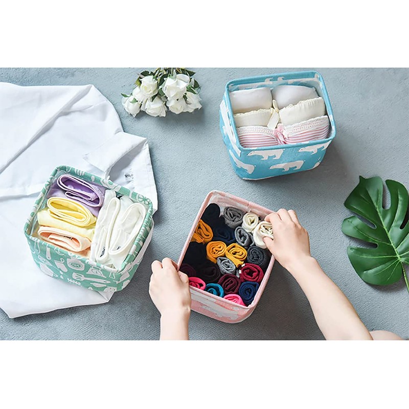 Lawei 9 Pack Mini Canvas Storage Bins - Collapsible Canvas