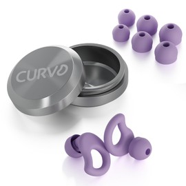 CURVD Everyday Earplugs – Ultra Soft, Customizable Sleep, Travel, Sensitivity, Noise Protection, for Sound Canceling Isolation, 30dB Reduction, Reusable and Sustainable (Purple)