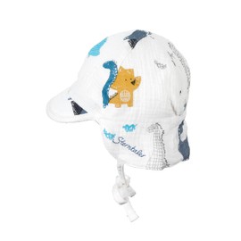 Sterntaler Unisex Children's Reversible Peaked Cap Neck Dinos Children's Hat, ecru