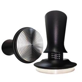 Coffee Tamper 51 mm, Stainless Steel Espresso Tamper with 15 lbs Contact Pressure, 304 Stainless Steel Base, Scale Adjustment, Coffee Press with Ripple Base, for 51 mm Bottomless Portafilter, Barista