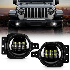 Auxbeam 4 Inch LED Fog Lights for 2018-2023 Jeep Wrangler JL JLU Sport Sahara Rubicon MOAB, 30W Round Led Chip Front Bumper Foglights, DOT Approved