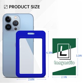 1 Pcs ID Badge Holder with Double-Sided Windows Vertical Hard Plastic Case Blue Card Protector Pouch for Office School ID Credit Cards Proximity Key Cards Driver’s Licenses and Passes