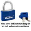 Master Lock 142DCM Covered Aluminum Keyed Padlock, 1-Pack, Blue