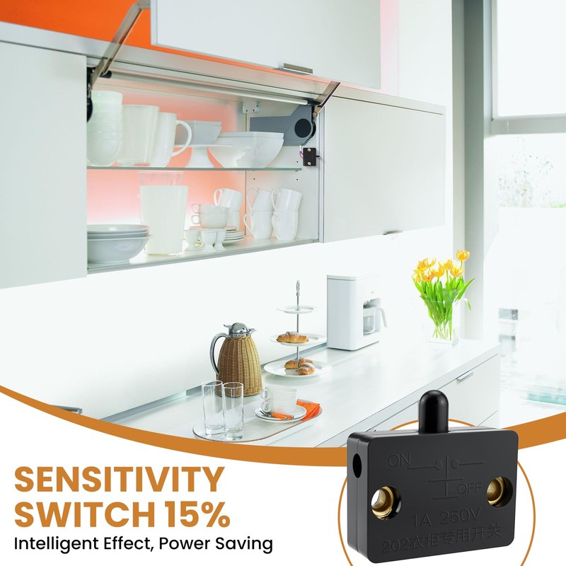 ZDRU 4 Pcs Cabinet Door Lamp Switch, On Off Closet