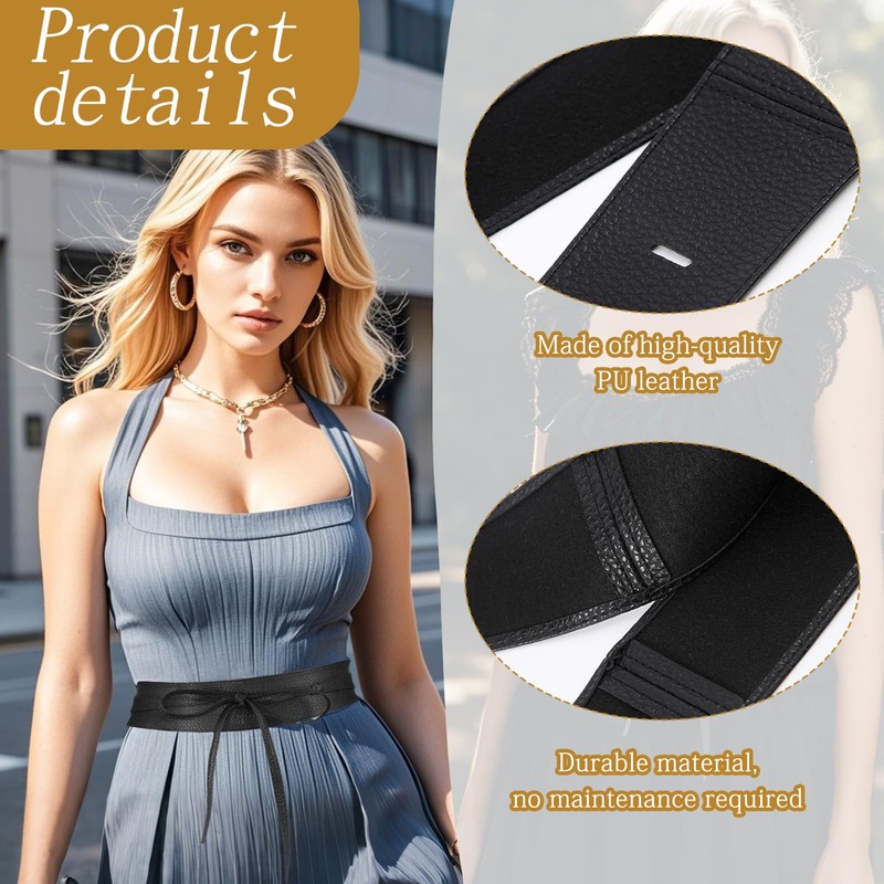 Taillengürtel Damen breit, elastische Stoffe, hochwertiges PU-Leder, zwei Farben, 1er