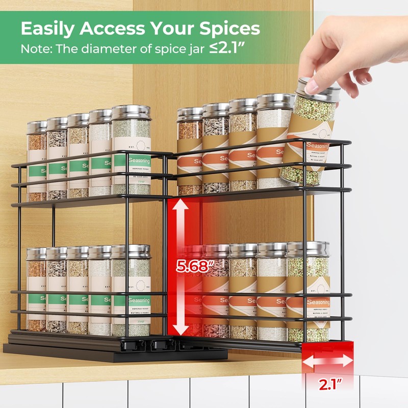 Mystozer Pull Out Spice Rack Organizer for Cabinet, Slide Out