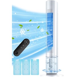 BALKO Windowless Swamp Cooler, 3 Ice Pack, 70° Oscillation, Ductless Air Conditioner, w/ 0.8 Gal Detachable Water Tank, 7H Timer & Remote, White