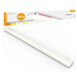 Tonlesm 36 Inch Under Cabinet Lighting Plug in, 20W 120V 3 Color 3000K/4000K/5000K, 3 Brightness, Super Bright, Ultra Thin Under Counter Lights for Kitchen, Linkable LED Cabinet Light, White