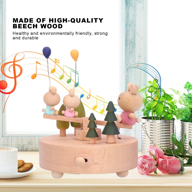 Wooden Seesaw Music Box Handicraft Home Decoration Desktop Ornament Valentine's