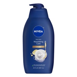 NIVEA Nourishing Care Body Wash with Nourishing Serum, 30 Fl Oz Pump Bottle