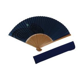 Hasegawa Kyoto Fan, For Gentlemen, Frog Fan, Blue, Comes with a Bag and Gift Box, blue