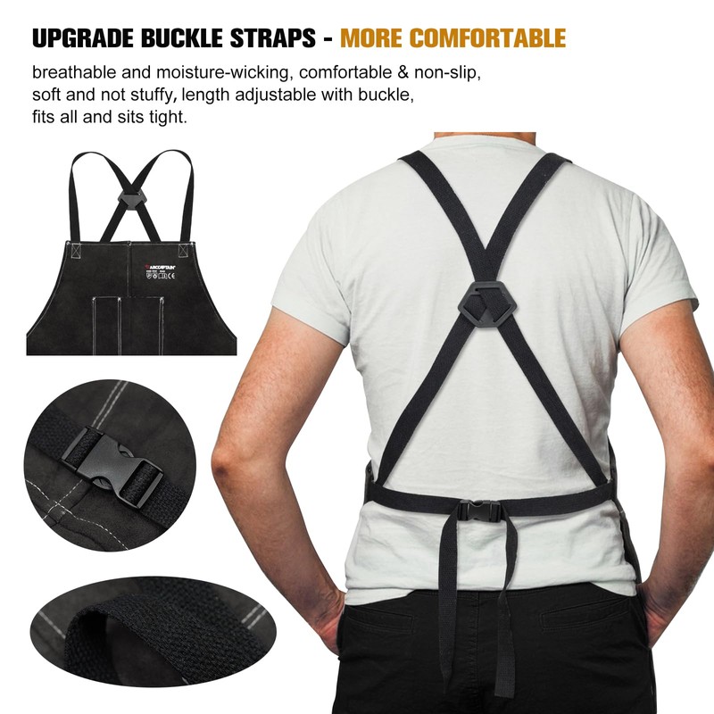 ARCCAPTAIN Leather Welding Work Apron 24" X 36" Heat Flame