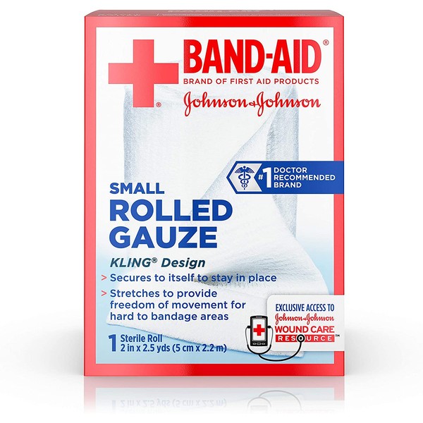 Band Aid Brand of First Aid Flexible Rolled Gauze Dressing for Minor Wound Care, soft Padding and Instant Absorption, 2 Inches by 2.5 Yards (Pack of 3)