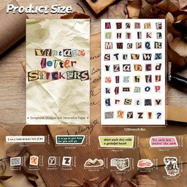 600+ Scrapbook Stickers and 20 Sheets Scrap Paper Book for Scrapbooking, Vintage Letter & Number Stickers for Journaling, Junk Journal Supplies, Planner, DIY Crafts Arts
