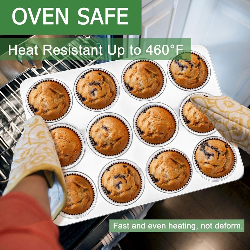 Herogo 2 Pack 12-Cup Stainless Steel Cupcake Pan Tin for