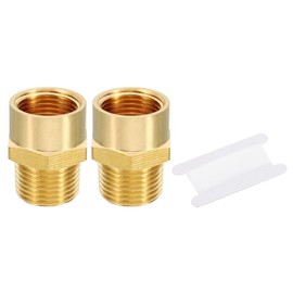 PATIKIL Brass Pipe Fitting Adapter Set, 2Pcs 3/8" NPT Male Thread x 3/8" G Female Thread Brass Reducer Hex Tubing Hose Connector Adaptor with Tape for Plumbing