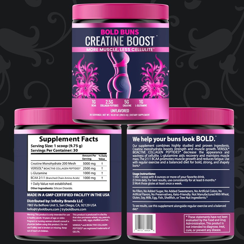 Bold Buns Creatine for Women – Booty Builder Supplement with