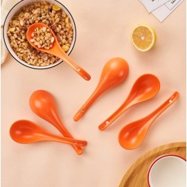 HANSGO Porcelain Soup Spoons Set of 6 Ceramic Chinese Soup Spoons 6.6 Inch Asian Sou...