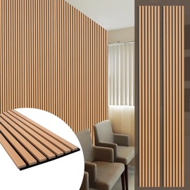 Yuzzy Wood Panels for Wall - 9 Feet Teak Wood Slat Acoustic Panels 2 PCS - Modern Sound Absorbing Wall Panels for Interior Wall Decor for Home, Office, Studio