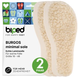 biped minimal sole BURGOS - 2 Pairs of Insoles for Minimal and Barefoot Shoes - Warming Lambswool Insoles - Minimal Soles for Adults and Children (39)