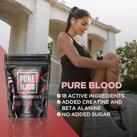 Pure Blood Complex – Pre-Workout Pulver, 500g – Mit Kreatin, Beta Alanin und pflanzlichem Koffein