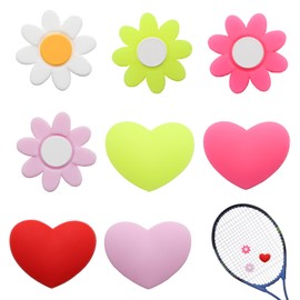 Wuyituart 8 Pcs Silicone Tennis Racket Vibration Dampeners Heart & Flower Tennis Shock Absorber
