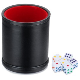 Felt Lined Professional Dice Cup - with 6 Dice Quiet for Yahtzee Game