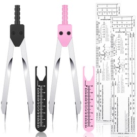 Tondiamo 2 Sets EKG Calipers and EKG Ruler Combination Set ECG Calipers Drafting Electrocardiogram Divider ECG Calipers Measuring Tool for Nursing (Black and Pink)