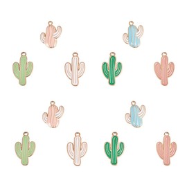 PH PandaHall 36pcs 6 Color Cactus Charms Pendant Tropical Summer Desert Plant Enamel Dangle Charms Beads for Necklace Bracelet Earrings DIY Jewelry Making