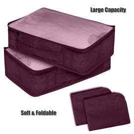Ebbniur Packing Cubes Set, 2 Pcs Packing Organizers Set for Suitcases (Burgundy)