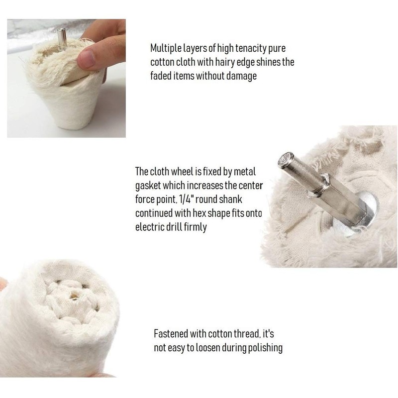 Hyber&Cara Polishing Wheel, 8 Pcs Cotton Buffing Wheel Pad Mop