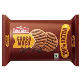Sunder Choco Moco Biscuits – 12 Pieces Per Pack (4 Pack, Total 48 Cookies) Indian Vegan Chocolate Cookies, Crunchy & Delicious