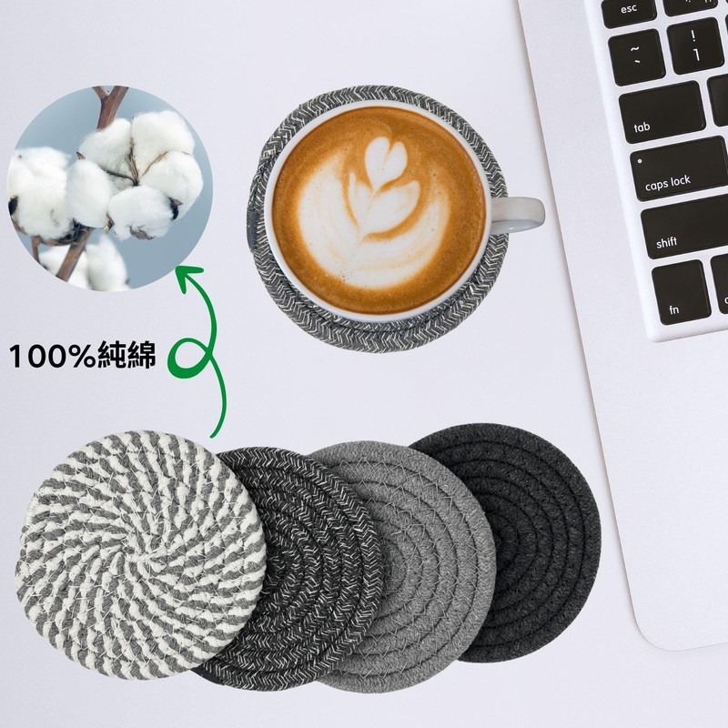 SOVIFKI コースター 吸水 スタンド付き 耐熱 コースター 布 8枚セット 直径11cm 厚手