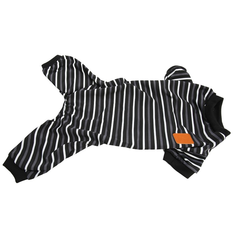 Dog Pajamas Warm 4 Legged High Collar Soft Stretchy Striped