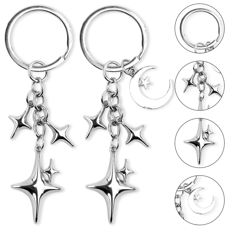 Gosknor 2pcs Cute Star Moon Keychains, Y2k Star Key Chain