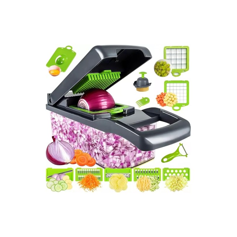 16-in-1 Vegetable Chopper and Slicer Set, Multi-Blade Kitchen Mandoline with