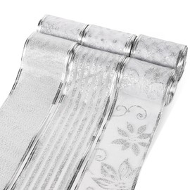 6 Rollos Cinta Navideña con Purpurina, 6,3cm de Ancho Cinta de Navidad Plata Patrón de Flor Copo de Nieve Cinta para Arbol de Navidad Hacer Manualidades Envolver Regalos(33m de Longitud Total)