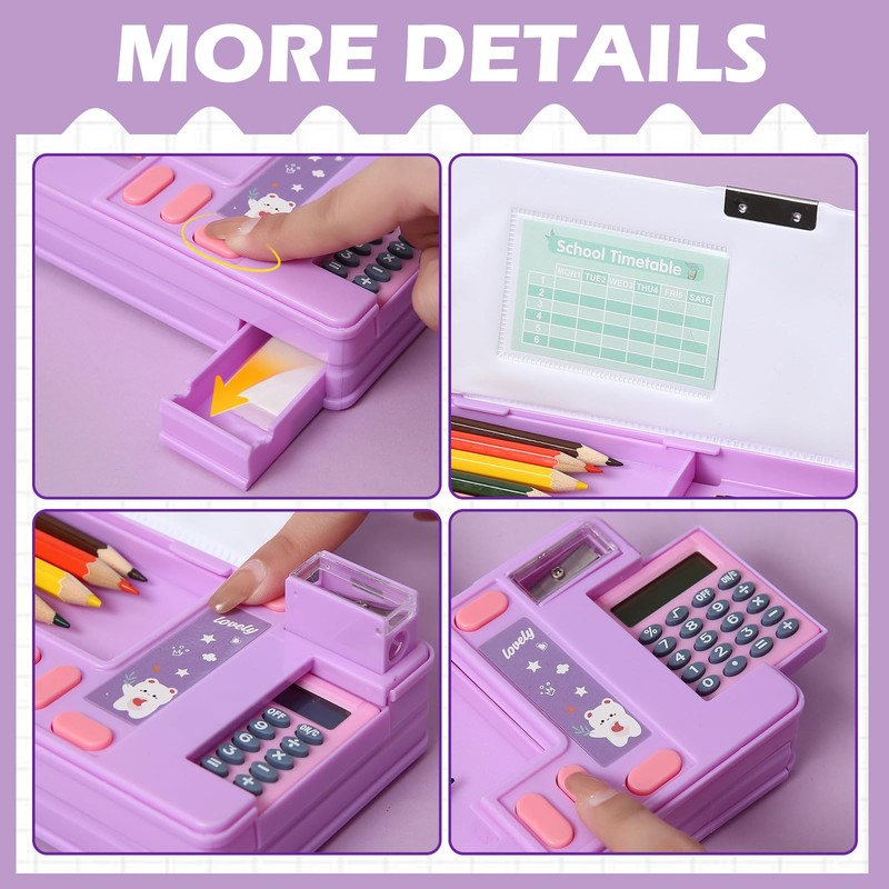 Multifunctional Plastic Stationery Box, Pop Up Double-Sided Opening Pencil Case,