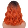 BERON 14 Inches Black Orange Ombre Wig with Bangs Short