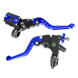 Mabutingti Upgrade 7/8" 22mm Universal Handlebar Master Brake Cylinder Clutch Lever Left Right Set Compatible with Polaris Yamaha Suzuki Honda Kawasaki Motorcycle Hand Brake Pump Brake Cylinder (Blue)