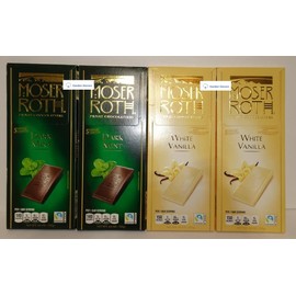 Moser Roth Privat Chocolatiers Dark Mint & Limit Edition White Vanilla 4.4oz 125g (Four Boxes)