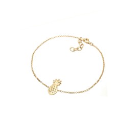 Elli Anklet Women's Anklet Pineapple Tropical in 925 Sterling Silver Gold-Plated, Facet cut, No Gemstone