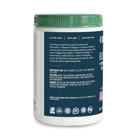 Organika Polvo de Electrolitos con Colágeno Hidrolizado Sabor Melocotón Fresa – 13 oz – Suplemento Alimenticio Sin Azúcar, Non-GMO, Libre de Gluten y Lácteos
