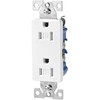 Eaton TR1107W Tamper Resistant Decorator Duplex Receptacle with 15-Amp, 125-Volt, NEMA 5-15, White